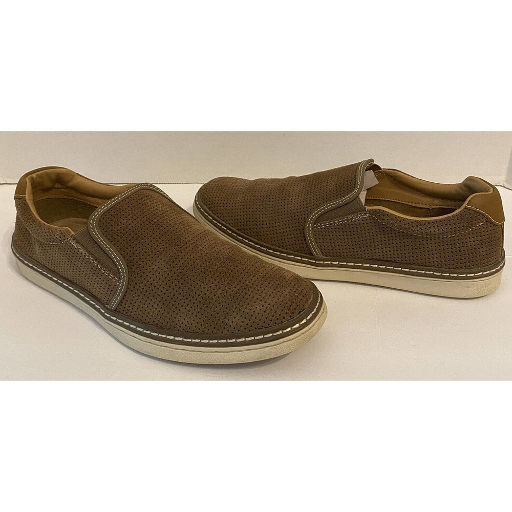 Joseph Abboud Mens Loafers Perforated Brown Suede Slip On Shoes - Picture 1 of 8